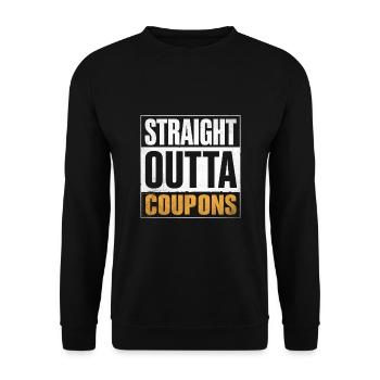 Straight Outta Coupons Couponer Shopper Geld sparen - Unisex Pullover - Schwarz - Vorne - Alina (178cm) & Michal (187cm)