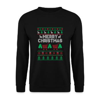 Weihnachten Couponing Couponer Shopper Geld sparen - Unisex Pullover - Schwarz - Vorne - Alina (178cm) & Michal (187cm)