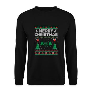 Xmas Merry Christmas Couponer Shopper Geld sparen - Unisex Pullover - Schwarz - Vorne - Alina (178cm) & Michal (187cm)