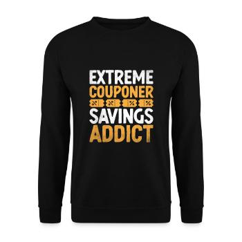 Extreme Couponer Savings Addict Couponer Shopper - Unisex Sweatshirt - black - Front - Alina (178cm) & Michal (187cm)