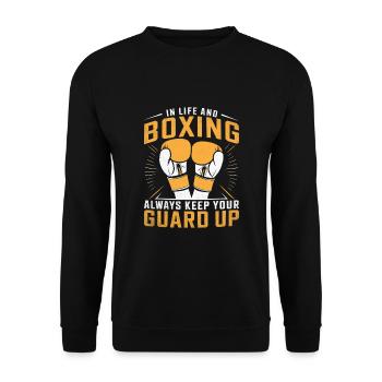 In Life And Boxing Always Keep Your Guard Up Boxer - Unisex Sweatshirt - black - Front - Alina (178cm) & Michal (187cm)