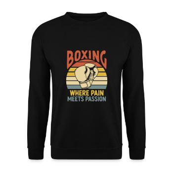 Boxe où la douleur rencontre la passion Boxer Sports - Sweat-shirt Unisexe - noir - Devant - Alina (178cm) & Michal (187cm)
