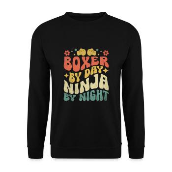 Boxeur le jour Ninja la nuit Boxer Sports Gym - Sweat-shirt Unisexe - noir - Devant - Alina (178cm) & Michal (187cm)