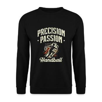 Precision Passion Handball Sports Athlete - Unisex Sweatshirt - black - Front - Alina (178cm) & Michal (187cm)
