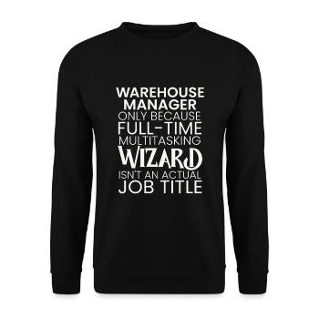 Warehouse Manager multitasking Wizard - Unisex Pullover - Schwarz - Vorne - Alina (178cm) & Michal (187cm)