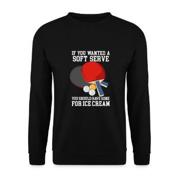 Soft Serve Tischtennis Witz - Unisex Pullover - Schwarz - Vorne - Alina (178cm) & Michal (187cm)