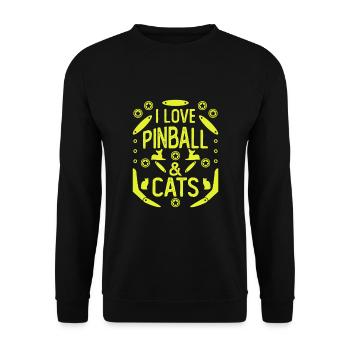 I Love Pinball & Cats pour les joueurs - Sweat-shirt Unisexe - noir - Devant - Alina (178cm) & Michal (187cm)