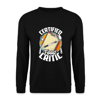Certified Restaurant Reviewer Restaurant Tester - Unisex Sweatshirt - black - Front - Alina (178cm) & Michal (187cm)