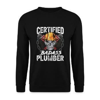 Certified Badass Plumber Heating Engineer Saying - Unisex Sweatshirt - black - Front - Alina (178cm) & Michal (187cm)