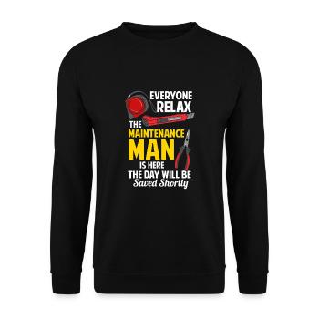 Mechanic Saves The Day Maintenance Technician Saying - Unisex Sweatshirt - black - Front - Alina (178cm) & Michal (187cm)