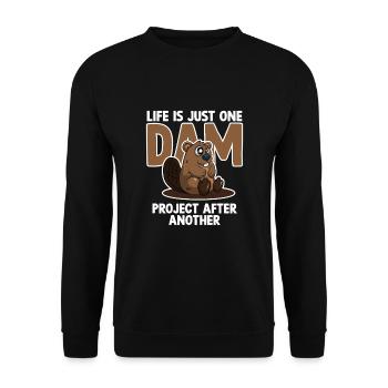 Frecher Biber Spruch Für Biberliebhaber - Unisex Pullover - Schwarz - Vorne - Alina (178cm) & Michal (187cm)