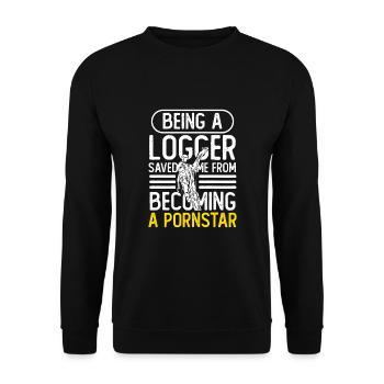 Être un bûcheron Bûcheron Humour - Sweat-shirt Unisexe - noir - Devant - Alina (178cm) & Michal (187cm)