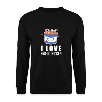 J'aime le poulet frit Crips seau de pilon drôle - Sweat-shirt Unisexe - noir - Devant - Alina (178cm) & Michal (187cm)