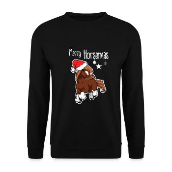 Joyeux Noël Santa Horse poney vacances Art mignon - Sweat-shirt Unisexe - noir - Devant - Alina (178cm) & Michal (187cm)