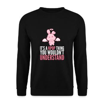 Only Kpop Fans Understand Flying Rabbit Korean - Unisex Sweatshirt - black - Front - Alina (178cm) & Michal (187cm)