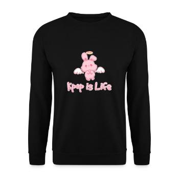 Kpop Is Life Bunny Oppa Korean Artist Fans Cute - Unisex Sweatshirt - black - Front - Alina (178cm) & Michal (187cm)