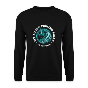 My Lucky Fishing Not Wash Sea River Hook Fish - Unisex Sweatshirt - black - Front - Alina (178cm) & Michal (187cm)