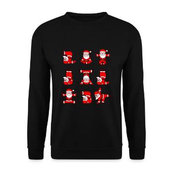 Yoga Weihnachstmann Xmas - Unisex Sweatshirt - black - Front - Alina (178cm) & Michal (187cm)