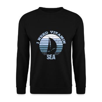 Kapitän Segeln Geschenk Segler Sprüche Meer - Unisex Pullover - Schwarz - Vorne - Alina (178cm) & Michal (187cm)