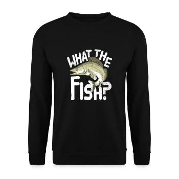 What the Fish Fisch Shirt Angeln - Unisex Pullover - Schwarz - Vorne - Alina (178cm) & Michal (187cm)