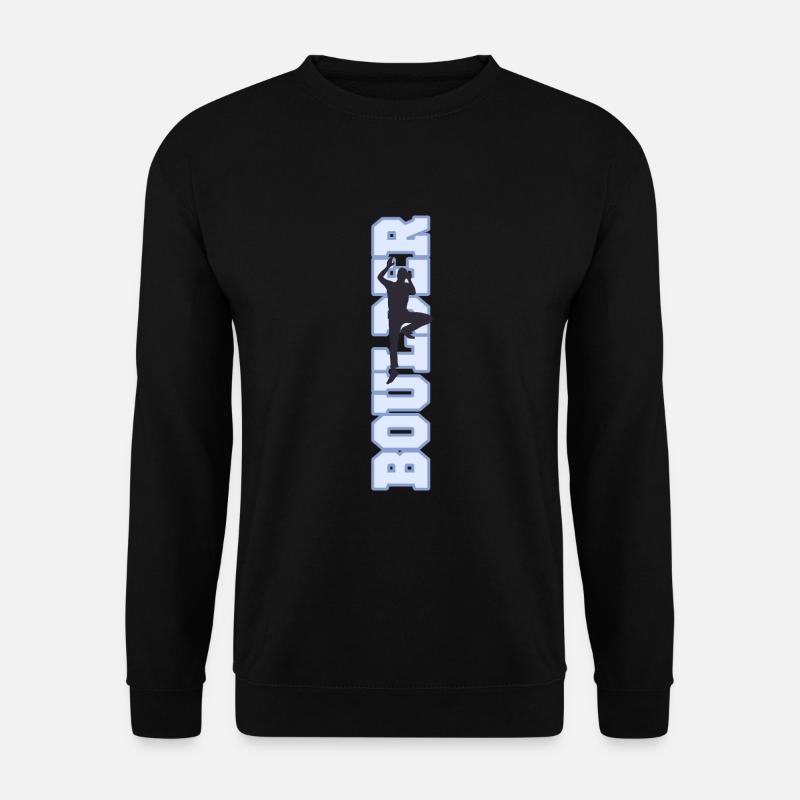 Boulder Schrift mit Kletterer Geschenk - Unisex Pullover - Schwarz