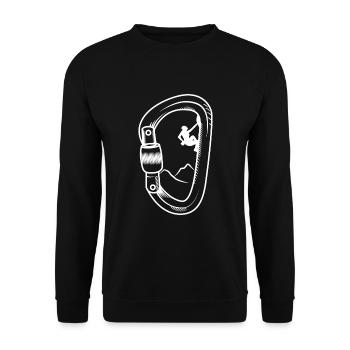 Bouldering Carabiner Shirt - Unisex Sweatshirt - black - Front - Alina (178cm) & Michal (187cm)