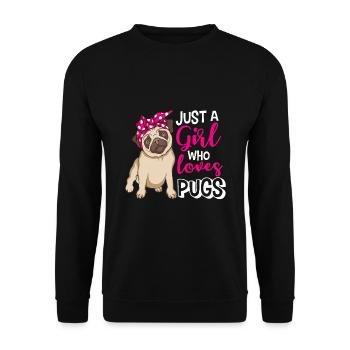 Pug Mops Mädchen - Unisex Pullover - Schwarz - Vorne - Alina (178cm) & Michal (187cm)