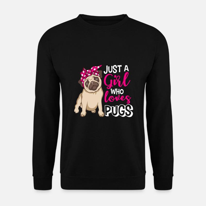 Pug Mops Mädchen - Unisex Pullover - Schwarz