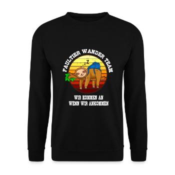 Faultier Wander Team Bergsteiger Wandern - Unisex Pullover - Schwarz - Vorne - Alina (178cm) & Michal (187cm)