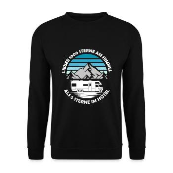Lieber 1000 Sterne Wohnmobil Shirt Camping - Unisex Pullover - Schwarz - Vorne - Alina (178cm) & Michal (187cm)