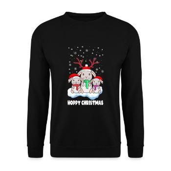 Rabbit Christmas Hoppy Christmas bunnies - Unisex Sweatshirt - black - Front - Alina (178cm) & Michal (187cm)