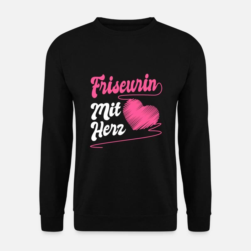Friseurin mit Herz Haare schneiden mit Liebe - Unisex Pullover - Schwarz