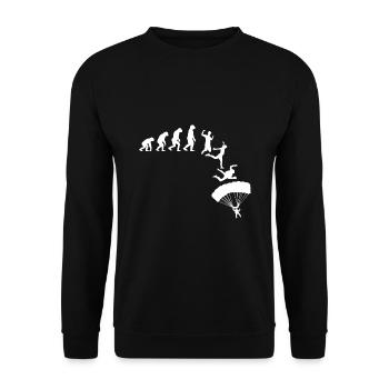 Evolution Fallschirmspringer Skydiver Geschenk - Unisex Pullover - Schwarz - Vorne - Alina (178cm) & Michal (187cm)