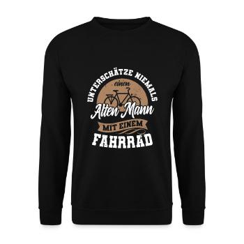 Unterschätze niemals einen alten Mann Fahrrad - Unisex Pullover - Schwarz - Vorne - Alina (178cm) & Michal (187cm)