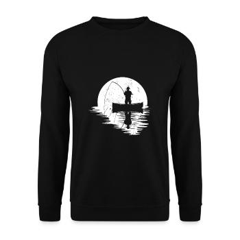 Pleine lune pêcheur lune pêche idée cadeau de pêche - Sweat-shirt Unisexe - noir - Devant - Alina (178cm) & Michal (187cm)