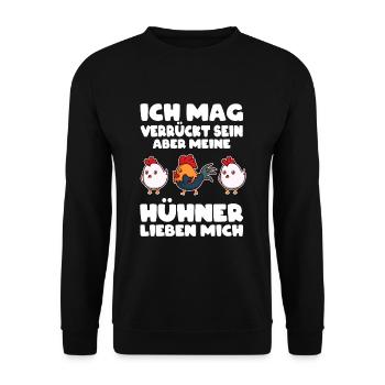 Hühnerstall Hühner Hahn Bauernhof Bäuerin Geschenk - Unisex Pullover - Schwarz - Vorne - Alina (178cm) & Michal (187cm)