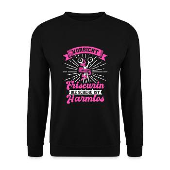 Friseurin Schere - Unisex Pullover - Schwarz - Vorne - Alina (178cm) & Michal (187cm)