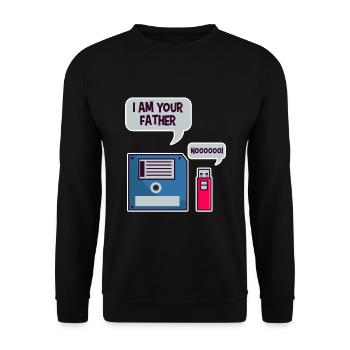 USB Floppy Disk Geek Shirt Computer Nerd lustig - Unisex Pullover - Schwarz - Vorne - Alina (178cm) & Michal (187cm)