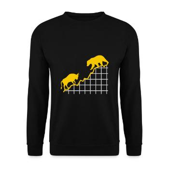 Bull vs Bear - Stock Exchange Money Gift - Unisex Sweatshirt - black - Front - Alina (178cm) & Michal (187cm)