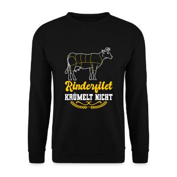 Rinderfilet krümelt nicht Grill - Unisex Pullover - Schwarz - Vorne - Alina (178cm) & Michal (187cm)