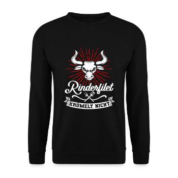 Rinderfilet krümelt nicht Grillen BBQ Grillmeister - Unisex Pullover - Schwarz - Vorne - Alina (178cm) & Michal (187cm)