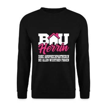 Bauherrin Shirt Geschenk für Bauherrin Hausbau - Unisex Pullover - Schwarz - Vorne - Alina (178cm) & Michal (187cm)