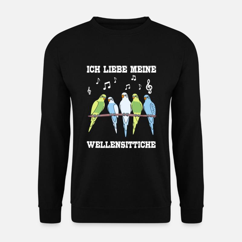 Wellensittich Shirt Ich liebe meine Wellensittiche - Unisex Pullover - Schwarz