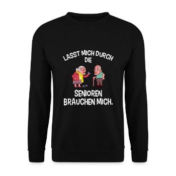 Altenpflege Spruch Lustig Pflegekraft Pfleger - Unisex Pullover - Schwarz - Vorne - Alina (178cm) & Michal (187cm)