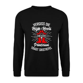 Skifahren Skifahrer Prinzessin - Unisex Pullover - Schwarz - Vorne - Alina (178cm) & Michal (187cm)