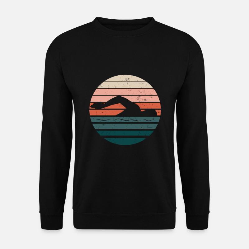Schwimmen Schwimmer Vintage Retro - Unisex Pullover - Schwarz