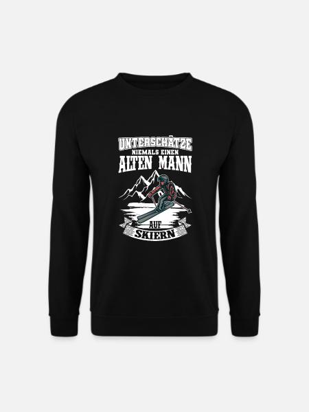 Unterschätze niemals einen alten Mann auf Skiern - Unisex Pullover - Schwarz