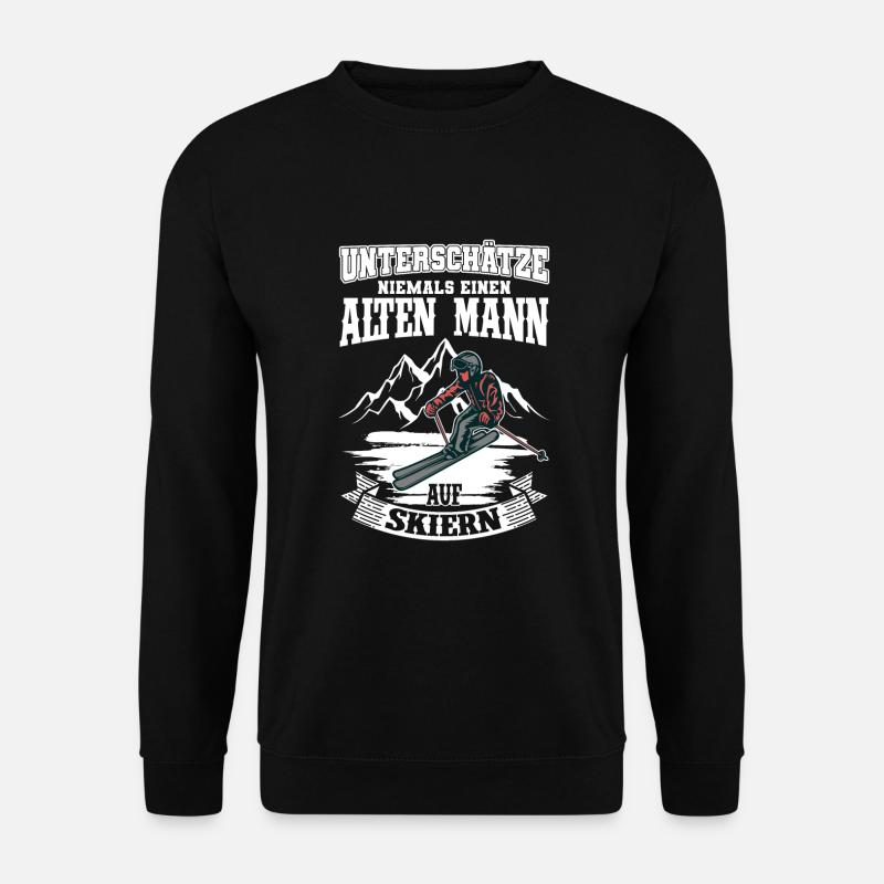 Unterschätze niemals einen alten Mann auf Skiern - Unisex Pullover - Schwarz