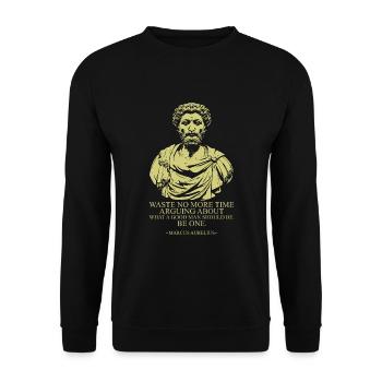 Marcus Aurelius - Unisex Pullover - Schwarz - Vorne - Alina (178cm) & Michal (187cm)