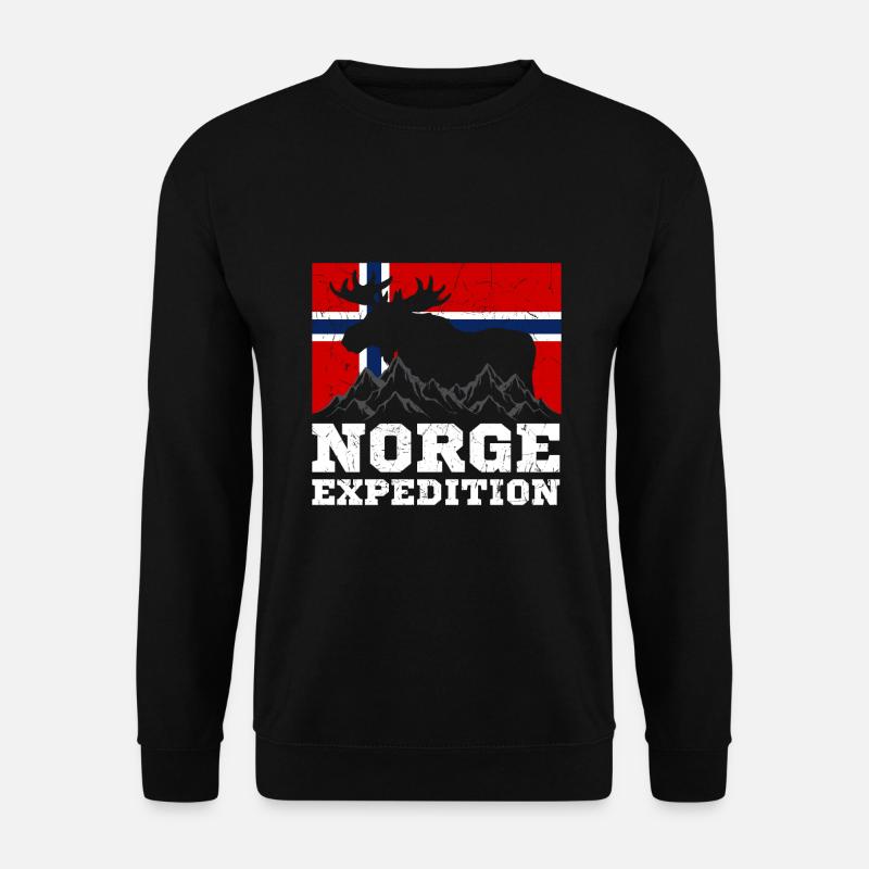 Norwegen Expedition Berge Elch Flagge - Unisex Pullover - Schwarz